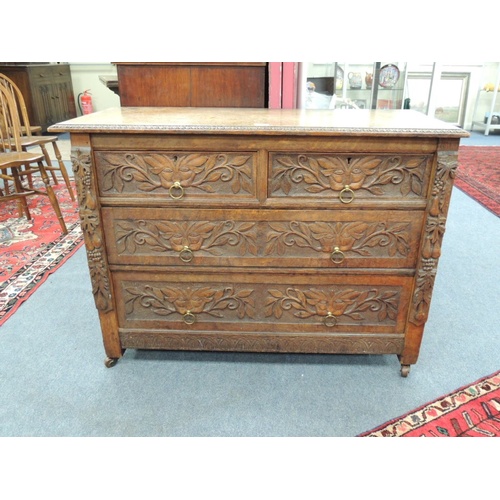 641 - 19th century carved oak chest of drawers