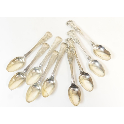 156 - Four George IV silver teaspoons in Kings pattern, by William Chawner, London 1830/31; also a pair of... 