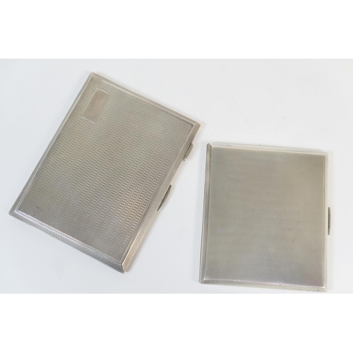 163 - Two George VI silver cigarette cases, one being Birmingham 1946 with engine turned decoration and va... 