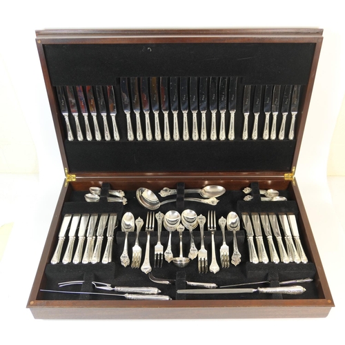 174 - Roberts & Belk silver plated 'William & Mary' canteen of cutlery, circa 1980, twelve place settings ... 