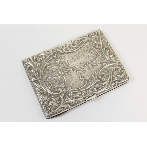 177 - Late Victorian silver aide memoire, Birmingham 1899, rectangular form repousse decorated with a coun... 