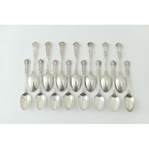 193 - Fifteen Victorian silver Queens pattern teaspoons, by George Adams, London 1852 x 7, 1867 x 6, 1868 ... 