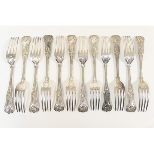 199 - Twelve George V silver Kings pattern table forks, by Mappin & Webb, Sheffield 1913/14, each engraved... 