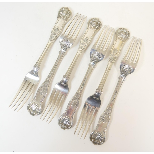 206 - Six William IV silver Kings pattern table forks, by Lias, Lias & Lias, London 1834, weight approx. 6... 