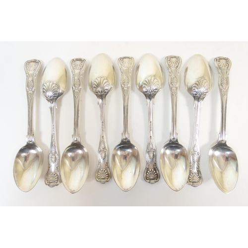 208 - Nine Victorian silver Kings pattern dessert spoons, by George Adams, London 1872, weight approx. 592... 