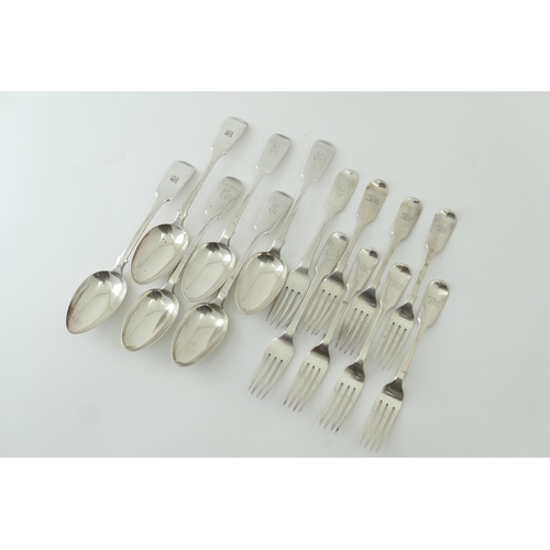 228 - Six silver fiddle pattern table spoons, 4 x Elizabeth Eaton, London 1857, 2 x SH/DC, London 1865; al... 