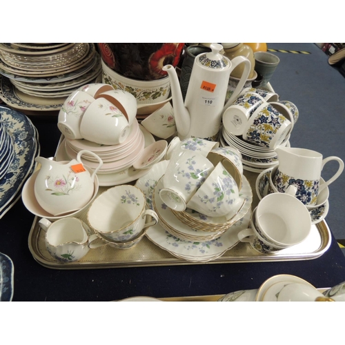 110 - Mixed tea wares including Foley, Royal Adderley and Royal Tuscan (1 tray)