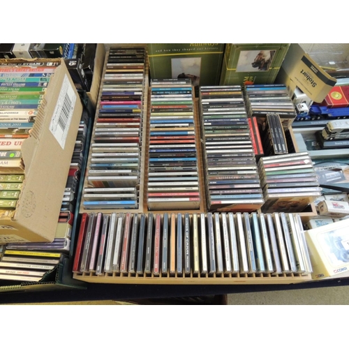 133 - Large quantity of CDs and DVDs, including British steam railways DVDs (12 boxes)