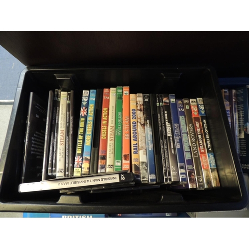 133 - Large quantity of CDs and DVDs, including British steam railways DVDs (12 boxes)