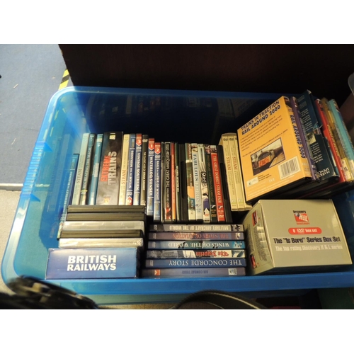 133 - Large quantity of CDs and DVDs, including British steam railways DVDs (12 boxes)