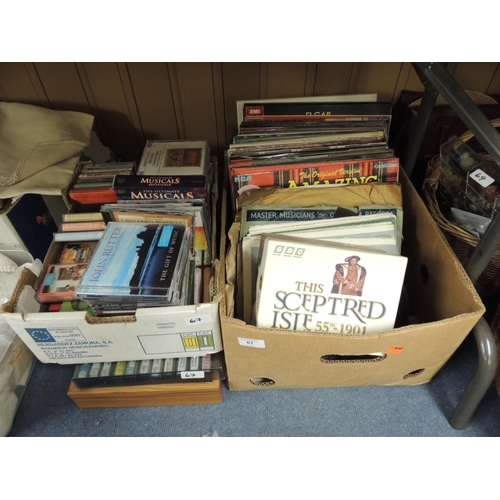 67 - Quantity of LPs, 78rpm records, CDs and cassette tapes (3 boxes)