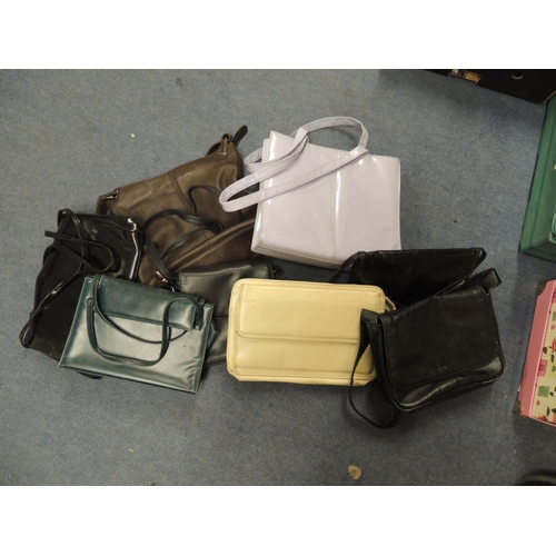 94 - Mix of ladies' handbags including a Louvier brown leather handbag