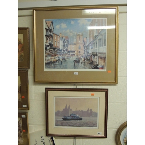 78 - Bob Richardson signed limited edition print 211/500, 'rainy day in Bridge Street, Chester', signed a... 