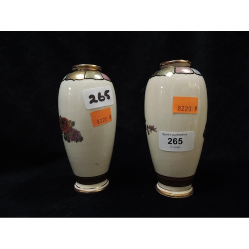 265 - Pair of Taisho period Satsuma ovoid vases, height 15cm