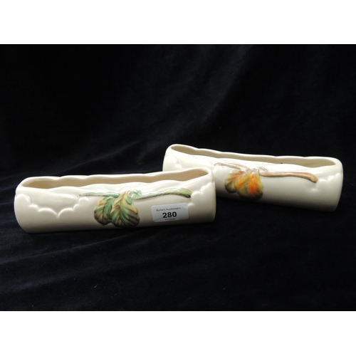 280 - Pair of Clarice Cliff cream ground and floral decorated 'My Garden' pattern flower troughs