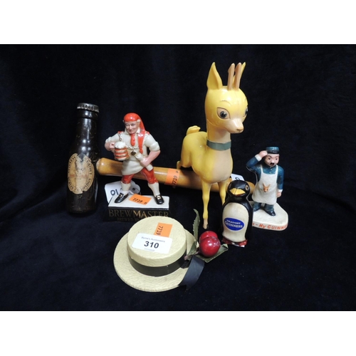 310 - Breweryana: vintage breweryana including a Carlton ware figurine 'My Goodness - My Guinness', a Guin... 