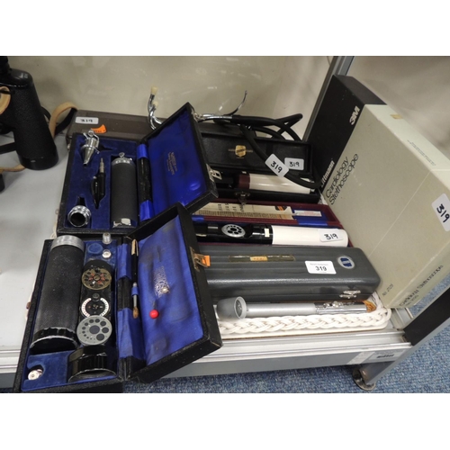 319 - Mixed medical equipment including ophthalmoscopes, stethoscopes, blood pressure monitor etc (9) (NOT... 