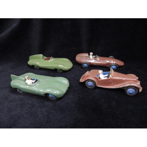 325 - Four vintage diecast Dinky toys of racing cars including a Jaguar Type E, Vanwall, Connaught and an ... 