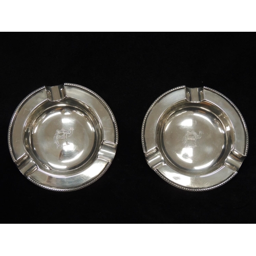 364 - Pair of Camel Cigarettes silver ashtrays by Walker & Hall, Sheffield 1961, weight 104g