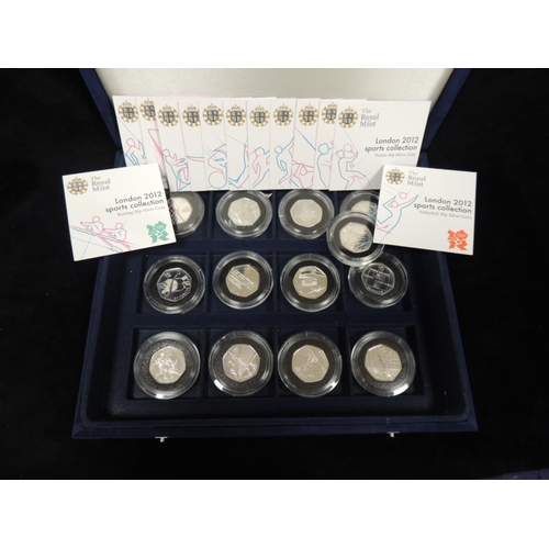 476 - Royal Mint, London 2012, silver fifty pence coin collection containing thirteen coins, gross weight ... 