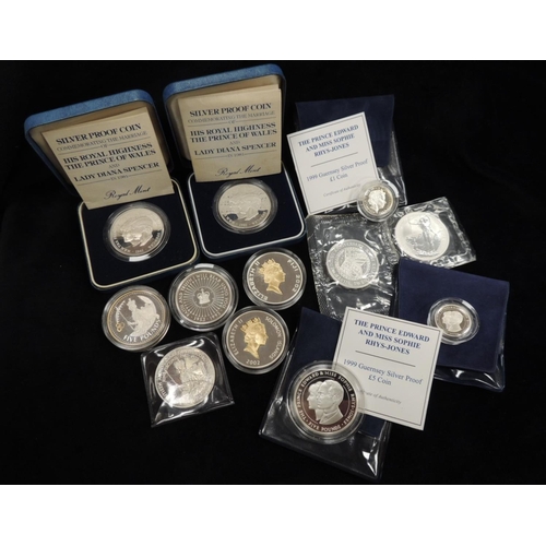 479 - Small collection of royal commemorative silver coins including silver proofs (12), silver weight app... 