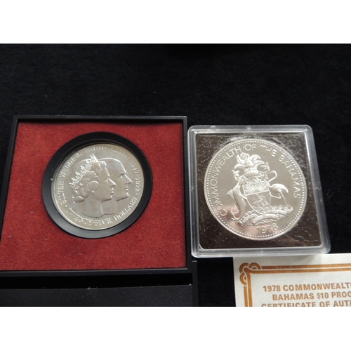 483 - Bahamas ten dollar proof silver coin, boxed; also a Cayman Islands  twenty-five dollar silver proof ... 