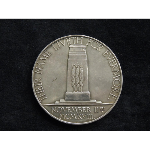 484 - Military Interest: Royal Mint Armistice 10th anniversary silver medallion November 11th 1928, large ... 