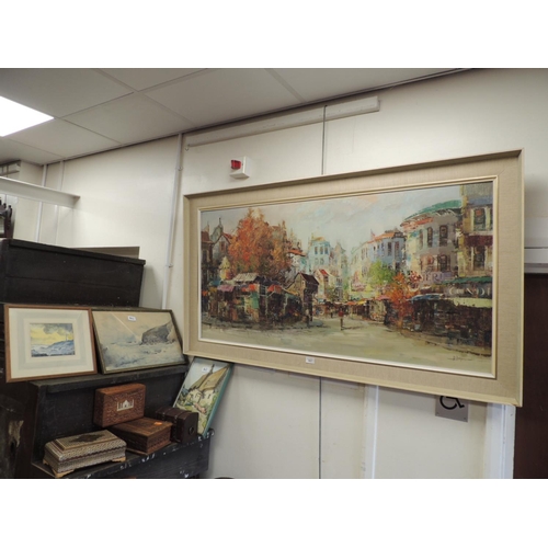 863 - H. Leegers, 'Parisian street scene', signed oil painting and a small number of framed prints