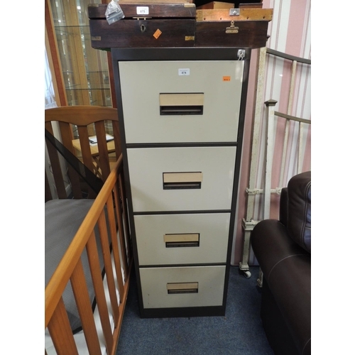 874 - Metal filing cabinet