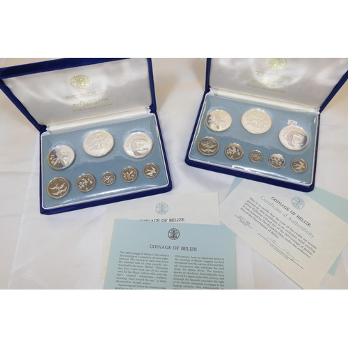 64 - Franklin Mint 'Coinage of Belize' collector's silver proof set, 1974, eight coin set, sealed in orig... 