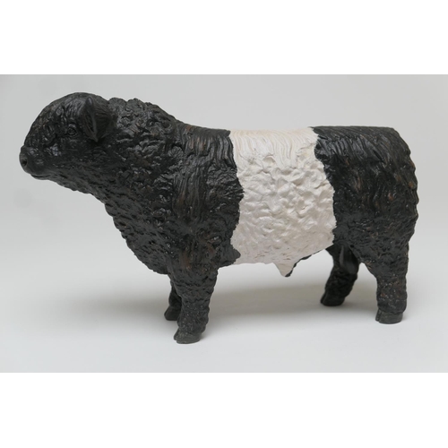 102 - John Harper for Shebeg Pottery, Isle of Man, a Belted Galloway bull, painted mark 'Harper Shebeg I.O... 