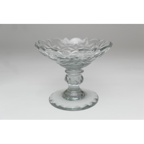 74 - George III cut glass sweetmeat dish, 15cm diameter; also a Victorian glass pedestal mug, 16cm; and a... 