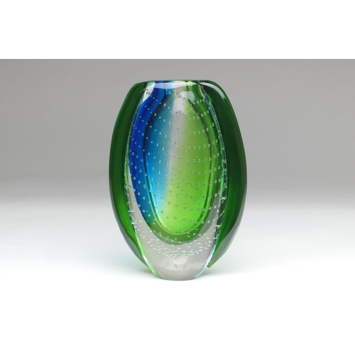 76 - Murano Sommerso glass vase, probably Archimede Seguso, flattened oval form internally decorated with... 