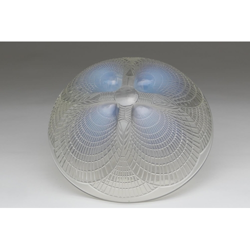 77 - Lalique Coquille bowl, tinted with blue opalescence, moulded mark 'R Lalique', etched mark '206', wh... 