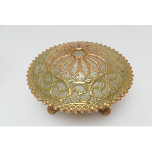 93 - Royal Worcester pot pourri bowl and cover, circa 1908, shape G846, moulded throughout, the cover pie... 