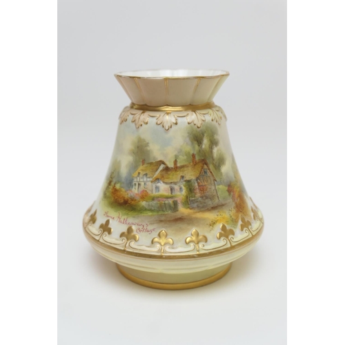 94 - Grainger & Co. Worcester vase, circa 1897, shape G685, decorated with a view of Anne Hathaway's cott... 