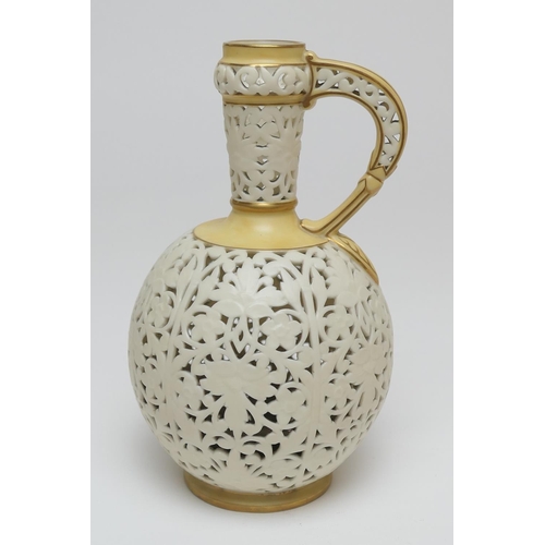 95 - Grainger & Co. Worcester reticulated jug, circa 1891, baluster form, the reticulated body, neck and ... 