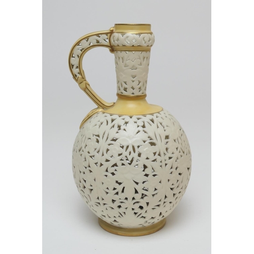 95 - Grainger & Co. Worcester reticulated jug, circa 1891, baluster form, the reticulated body, neck and ... 