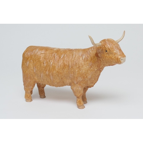 99 - John Harper for Shebeg Pottery, Isle of Man, a Highland cow, painted mark 'Harper Shebeg I.O.M.', he... 