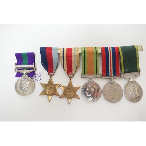 584 - Second World War medal group, awarded to 782534 Pte. E.A. Barr. R.M.P. comprising 39-45 Star, Africa... 