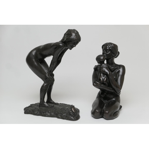 603 - Tom Greenshields (1915-1994), 'Kneeling mother', bronzed resin sculpture, signed limited edition, nu... 