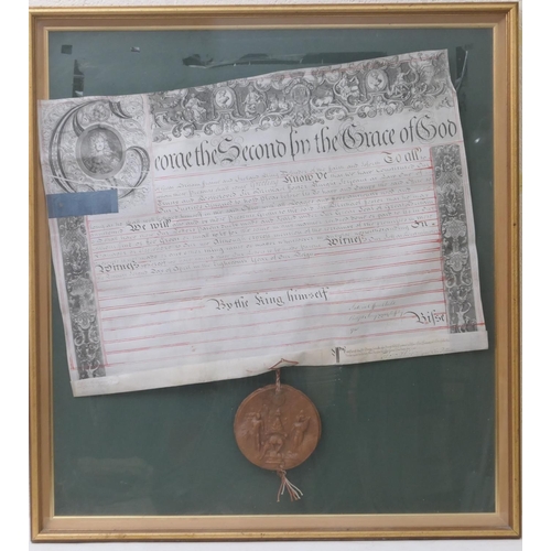 657 - George II vellum appointment of Sir Michael Foster to the ''Serjeant at Law'', 1745, with wax seal, ... 