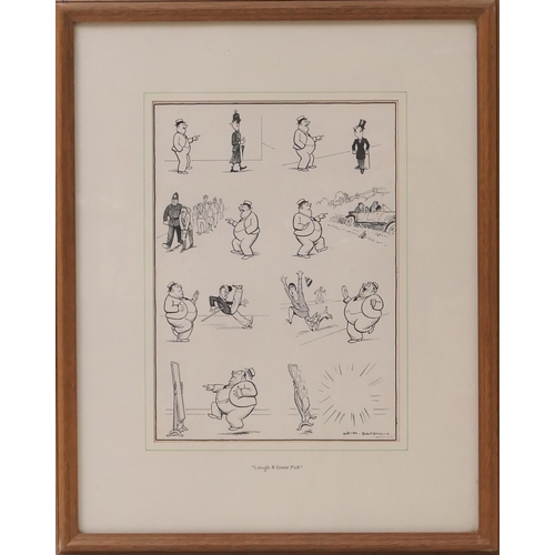 455 - Henry Mayo Bateman (1887-1970), 'Laugh and grow fat', pen and ink, signed, inscribed to a Langton Ga... 