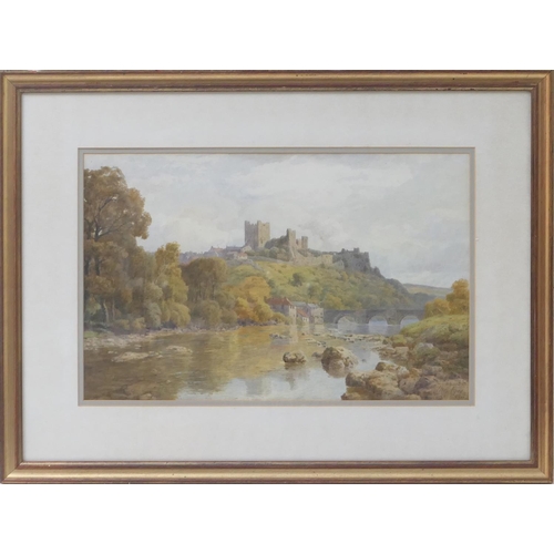 461 - Thomas Pyne (1843-1935), View of Richmond, Yorkshire, watercolour, signed, dated 1910, labelled vers... 