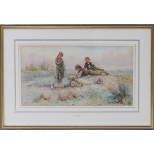 466 - Fanny Mearns (fl. 1870-1888), Sailing Time, watercolour, signed, titled to a Jays Fine Art Dealers, ... 