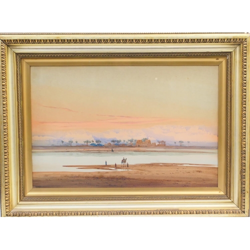 484 - Augustus Osborne Lamplough (1877-1930), on the shores of the Nile, watercolour, signed and indistinc... 