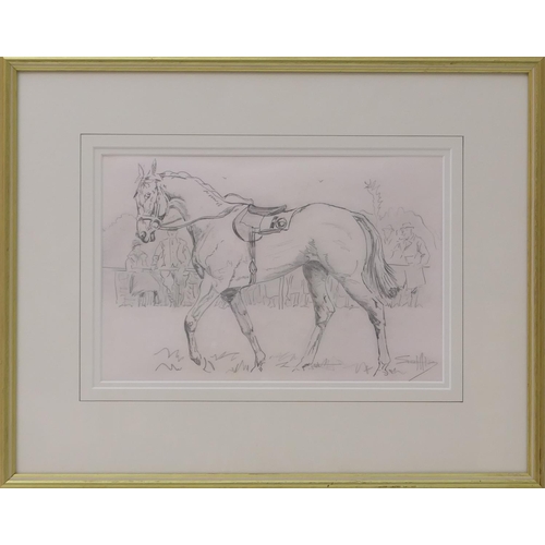 494 - Charles Johnson Payne (1884-1967), known as Snaffles, The reluctant competitor, pencil sketch of a r... 