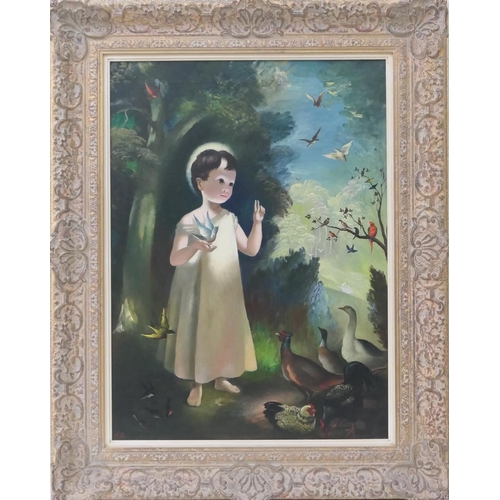 495 - Anna Katrina Zinkeisen (1901-76), St Francis of Assisi as a child, oil on canvas, signed with initia... 