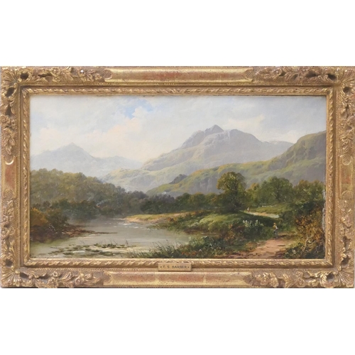 497 - Thomas Stanley Barber (act. 1891-99), On the Llugwy, Snowdonia, oil on canvas, signed with initials,... 