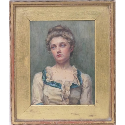 523 - English School (late 19th Century), Portrait of a young woman, half length, watercolour, 36cm x 27cm